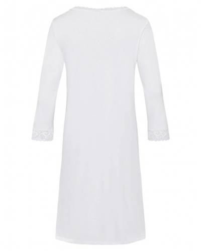 Women 100% interlock cotton nightgown 3/4 sleeves Hanro Moments (White)