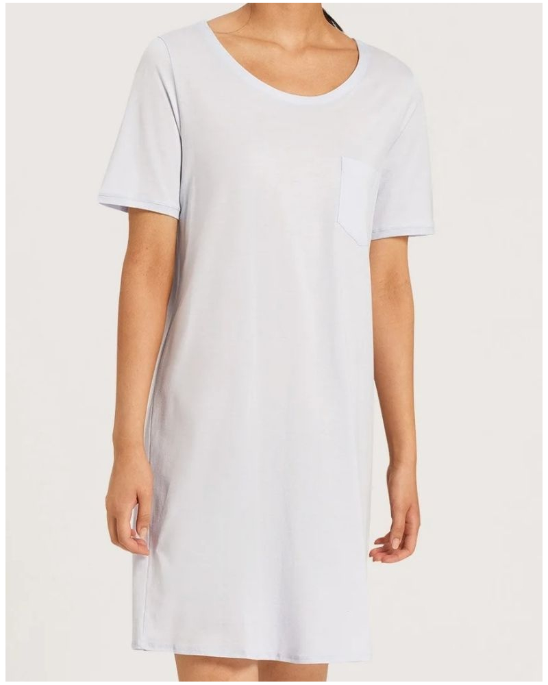Women 100% Cotton short-sleeved nightgown Hanro Cotton Deluxe (Blue Glow)