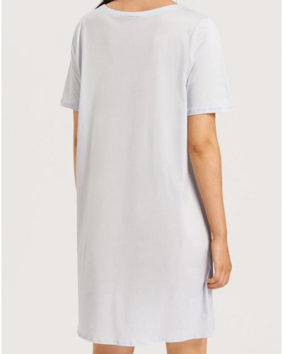 Chemise de nuit femme 100% Coton manches courtes Hanro Cotton Deluxe (Blue Glow)