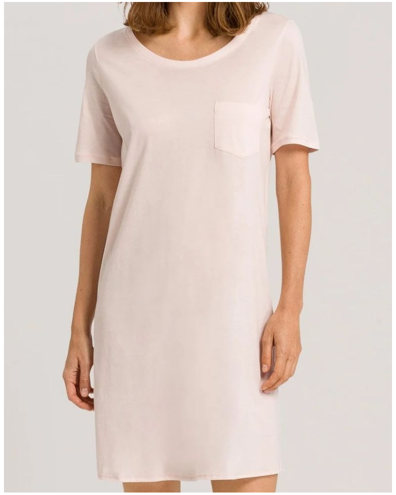 Women 100% Cotton short-sleeved nightgown Hanro Cotton Deluxe (Crystal Pink)