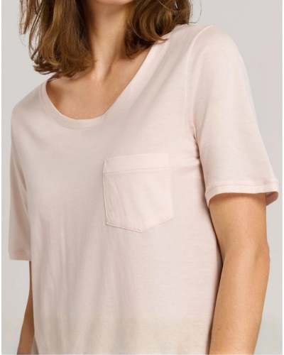 Women 100% Cotton short-sleeved nightgown Hanro Cotton Deluxe (Crystal Pink)
