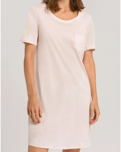 Mujeres camisón 100% algodón mangas cortas Hanro Cotton Deluxe (Crystal Pink)