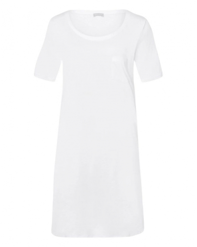 Women 100% Cotton short-sleeved nightgown Hanro Cotton Deluxe (White)