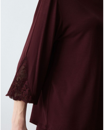 3/4 Sleeve modal top pajama Nuit Triumph (Claret)