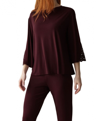 3/4 Sleeve modal top pajama Nuit Triumph (Claret)