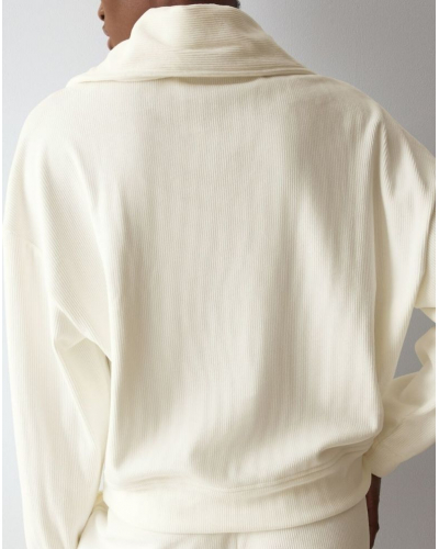 Sudadera terciopelo de manga larga Nuit Triumph (Silk White)