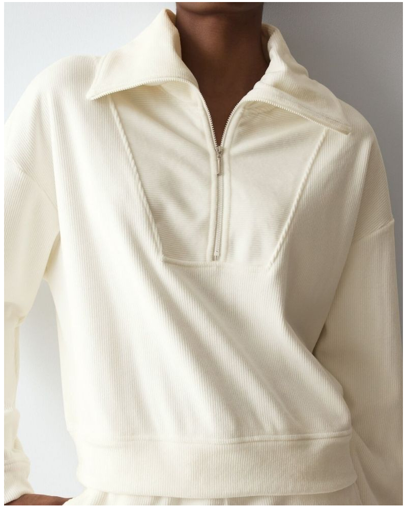 Sudadera terciopelo de manga larga Nuit Triumph (Silk White)