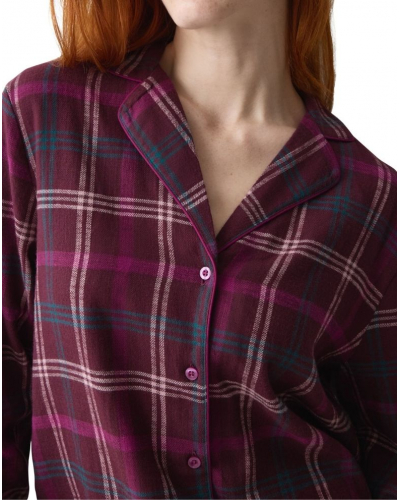 Nightdress boyfriend 100% cotton Triumph Nuit (Red Dark Comb)