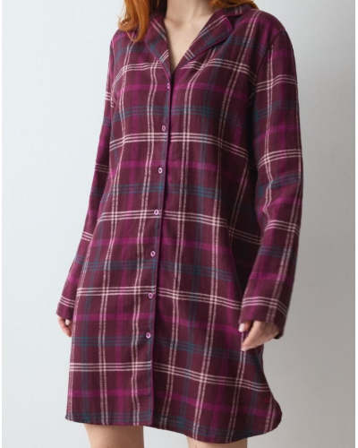 Chemise de nuit boyfriend 100% coton Triumph Nuit (Red Dark Comb)
