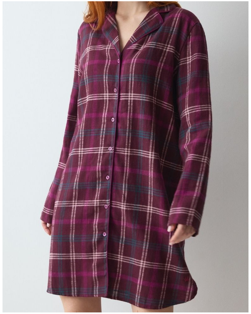 Chemise de nuit boyfriend 100% coton Triumph Nuit (Red Dark Comb)