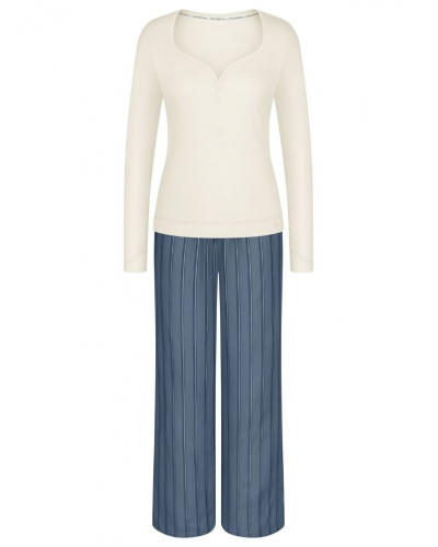 Pyjama long coton Nuit Triumph (White/Blue)