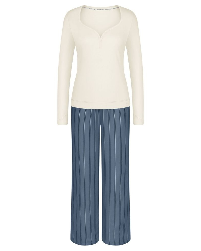 Long pyjama algodón Nuit Triumph (White/Blue)