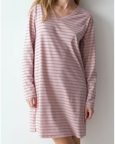 Long-sleeved nightdress 100% cotton Nuit Triumph (Pink-Light Comb)