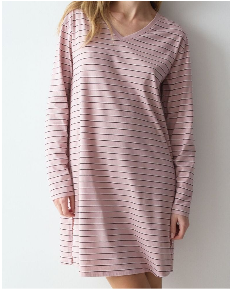 Camisón de manga larga 100 % algodón Nuit Triumph (Pink-Light Comb)