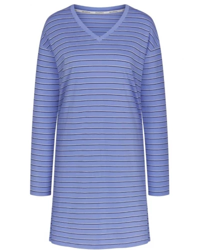Camisón de manga larga 100 % algodón Nuit Triumph (Blue-Light Comb)