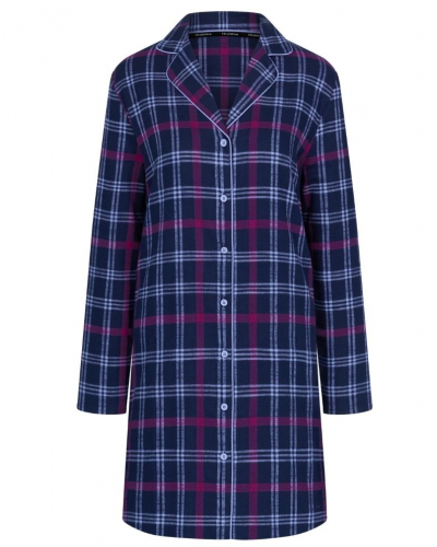 Chemise de nuit boyfriend 100% coton Triumph Nuit (Blue Light/Carreaux)