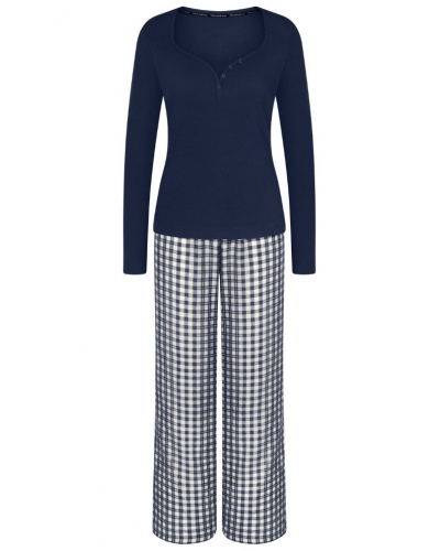 Long pyjama algodón Nuit Triumph (Blue Dark/Carreaux)