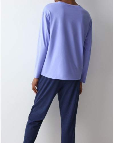 Long pyjama 100% algodón Nuit Triumph (Blue Light Comb)