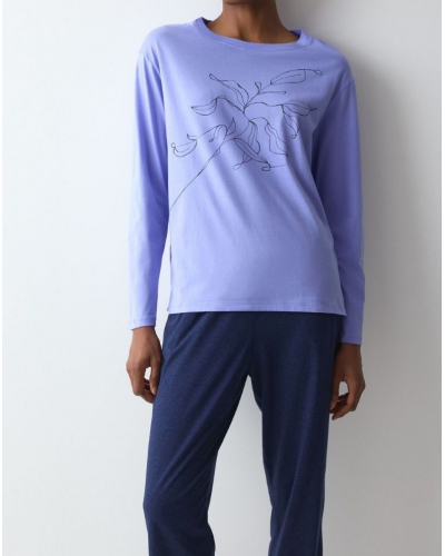 Pyjama long 100% coton Nuit Triumph (Blue Light Comb)