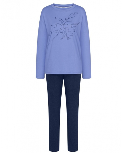Long pyjama 100% cotton Nuit Triumph (Blue Light Comb)