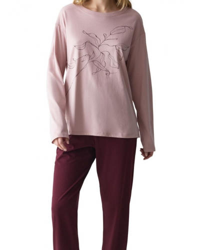 Long pyjama 100% cotton Nuit Triumph (Pink Light Comb)