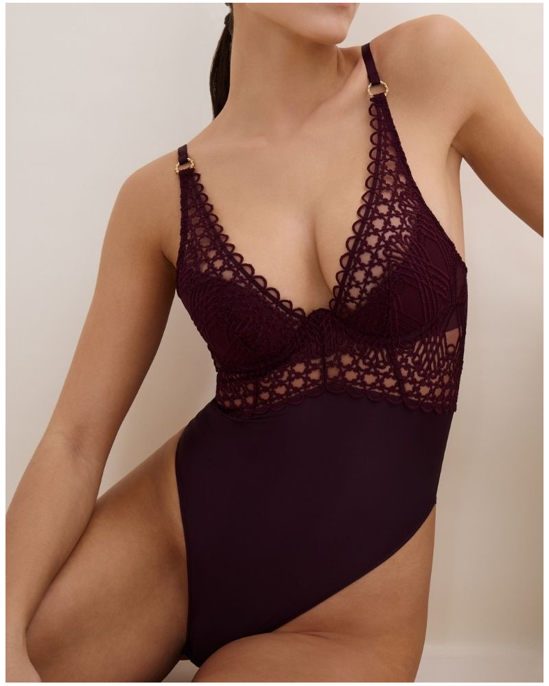 Single-Underwire Bodysuit Aubade Éloge du Désir (Deep Berry)