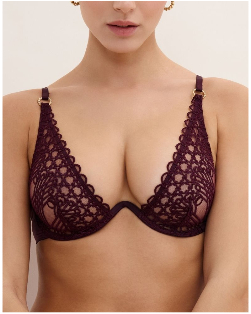 Sujetador triangular con una sola aro Aubade Éloge du Désir (Deep Berry)