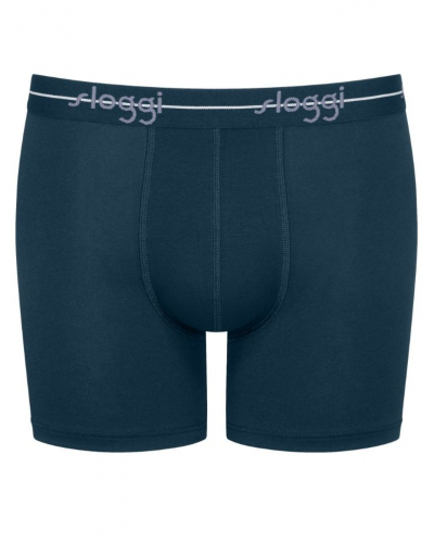 Pack of 2 cotton long boxers Sloggi for Men Start (Bleu/Rayures Bleu)