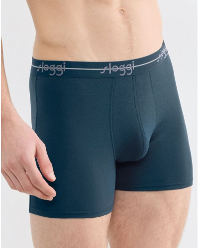 Lot de 2 boxers longs coton Sloggi for Men Start (Bleu/Rayures Bleu)