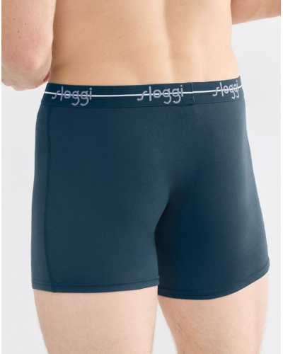 Lot de 2 boxers longs coton Sloggi for Men Start (Bleu/Rayures Bleu)
