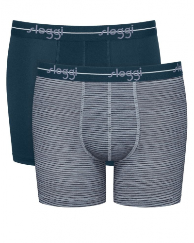 Lot de 2 boxers longs coton Sloggi for Men Start (Bleu/Rayures Bleu)