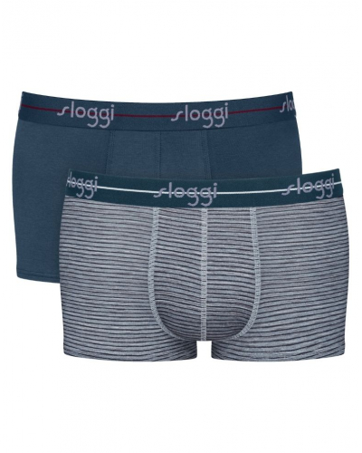 Paquete de 2 boxers algodón Sloggi for Men Start (Bleu/Rayures Bleu)