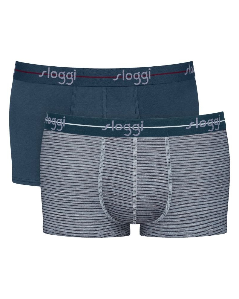 Lot de 2 boxers coton Sloggi for Men Start (Bleu/Rayures Bleu)