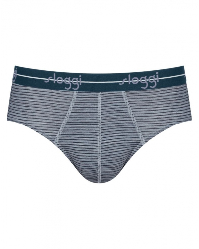 Lot de 2 slips midi coton Sloggi Men Start (Bleu/Rayures Bleu)