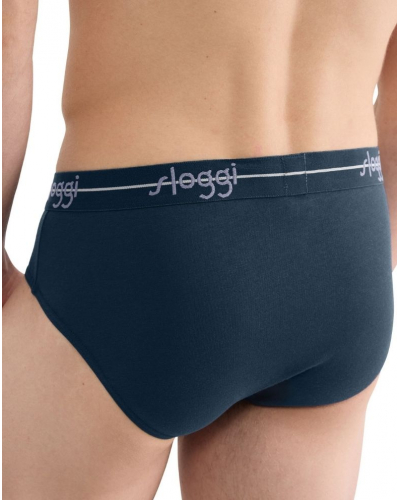 Paquete de 2 calzoncillos midi algodón Sloggi Men Start (Bleu/Rayures Bleu)