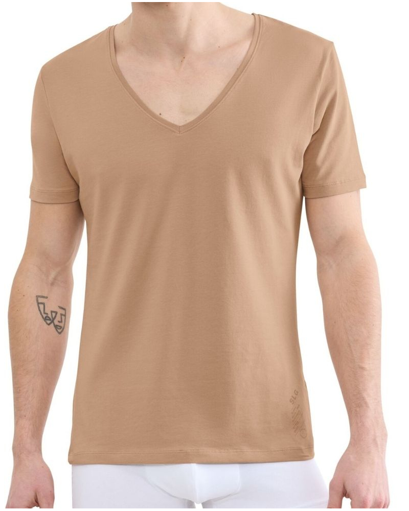 T-shirt col V en coton Sloggi SLG Base (Smoked Sand)