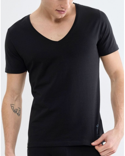 T-shirt col V en coton Sloggi SLG Base (Noir)