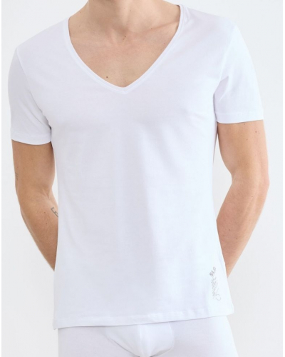 T-shirt col V en coton Sloggi SLG Base (Blanc)