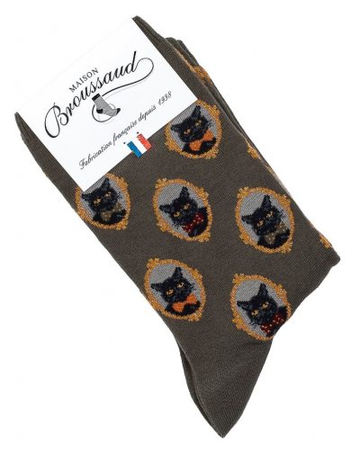 Women cotton socks Maison Broussaud Les Chats (Kaki)