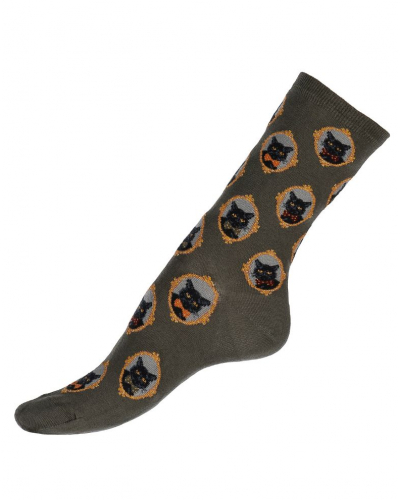 Chaussettes femme en coton Maison Broussaud Les Chats (Kaki)