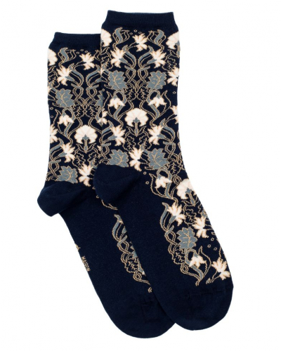 Calcetines de algodón de mujer Maison Broussaud Les Oeillets (Marine/Gris)