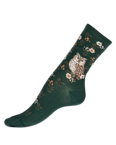 Chaussettes femme en coton Maison Broussaud Le Hibou (Epicea)