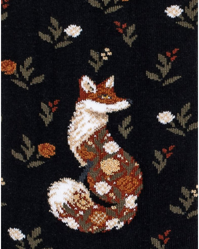 Chaussettes femme en coton Maison Broussaud La Renarde (Noir)