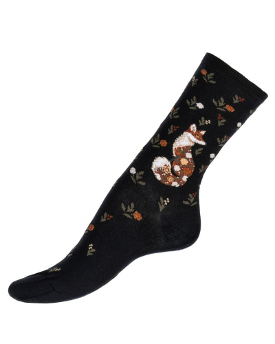 Chaussettes femme en coton Maison Broussaud La Renarde (Noir)