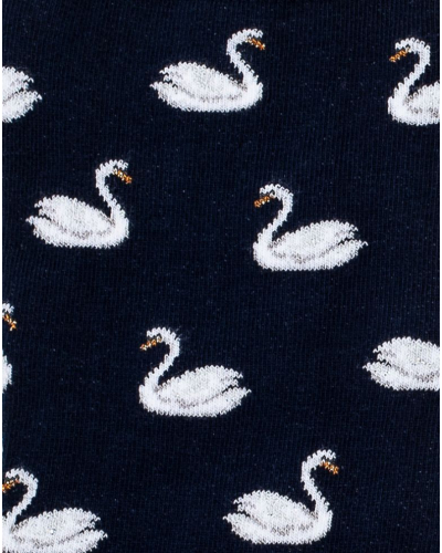 Chaussettes femme en coton Maison Broussaud Les Cygnes (Marine)