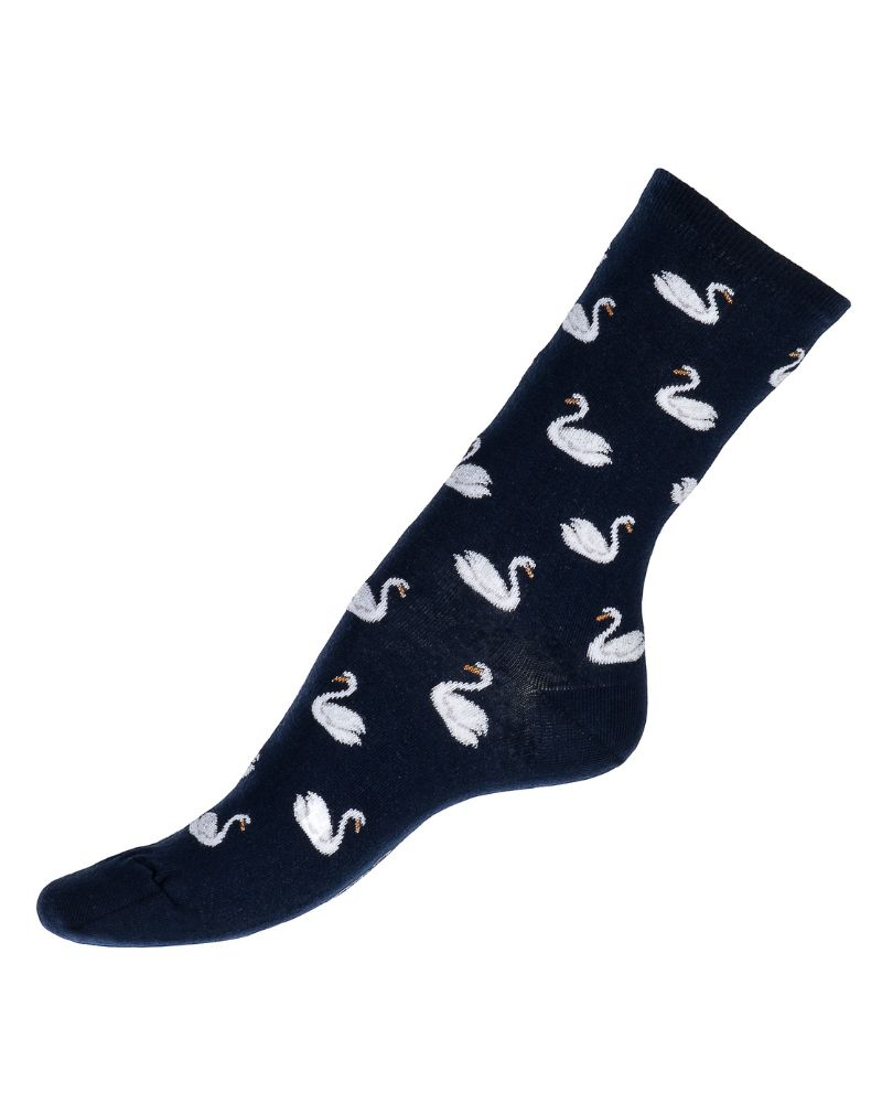 Chaussettes femme en coton Maison Broussaud Les Cygnes (Marine)