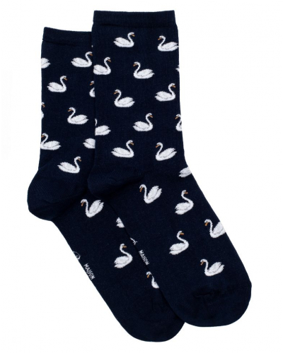 Calcetines de algodón de mujer Maison Broussaud Les Cygnes (Marine)