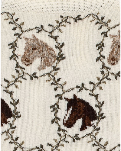 Calcetines de algodón de mujer Maison Broussaud Les Chevaux (Ecru)