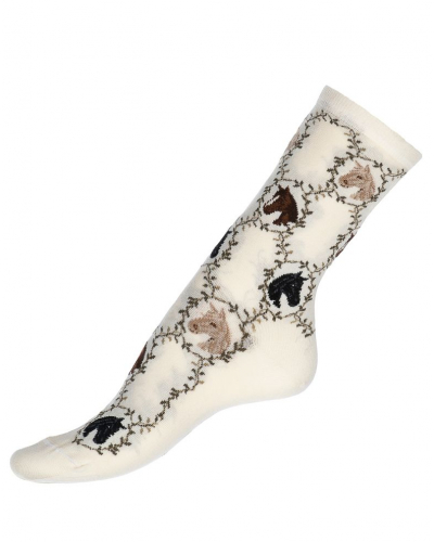 Chaussettes femme en coton Maison Broussaud Les Chevaux (Ecru)