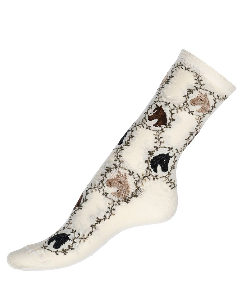 Chaussettes femme en coton Maison Broussaud Les Chevaux (Ecru)